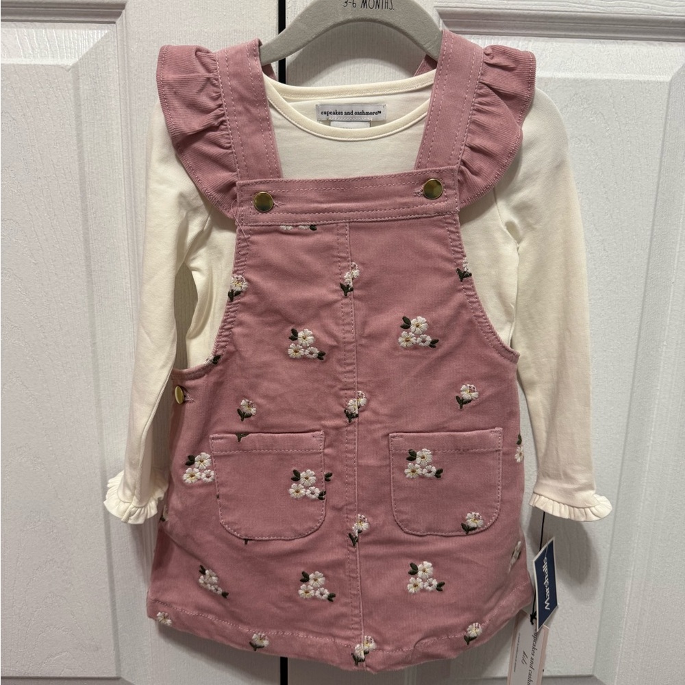 Pink Floral Kids Overall Dress